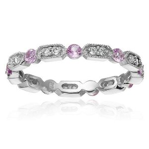 White-Gold Diamond and Pink Sapphire Eternity Ring (0.17cttw, G-H Color, I1-I2 Clarity)