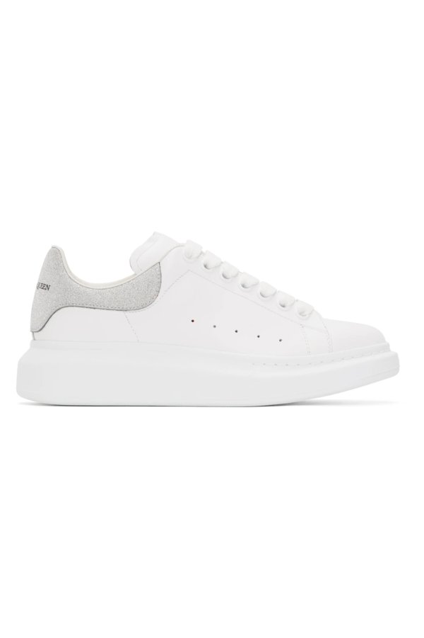SSENSE Exclusive White & Silver Glitter Oversized Sneakers