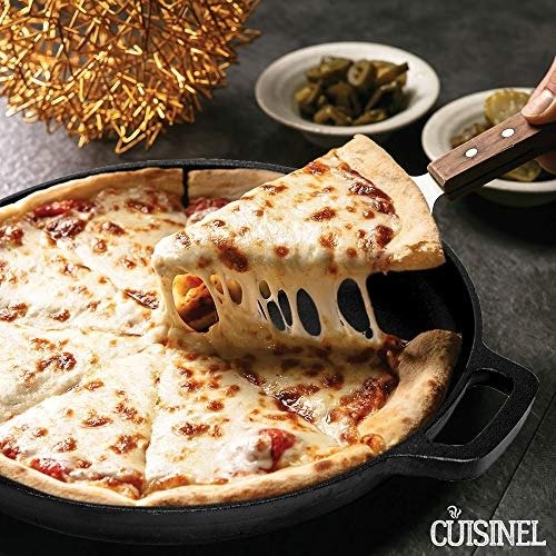 Pre-Seasoned Cast Iron Pizza and Baking Pan (13.5 Inch) Natural Finish, Enhanced Heat Retention and Dispersion | Stove, Oven, Grill or Campfire