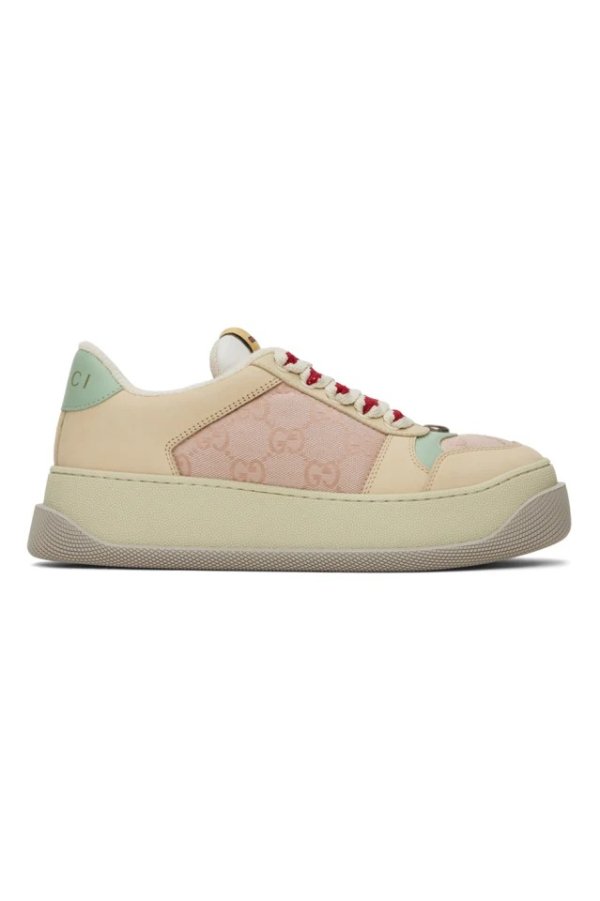 Beige & Pink Screener Sneakers
