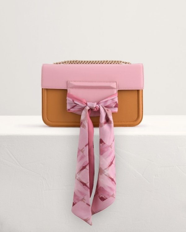 Boxy Shoulder Bag with Scarf
