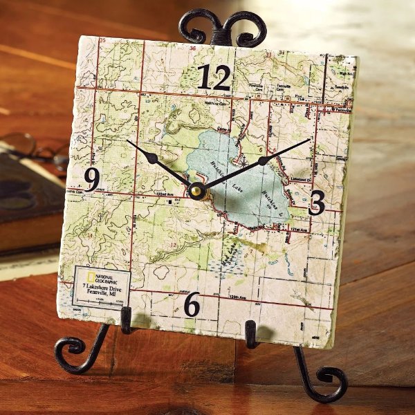 National Geographic Personalized 'My Town'' Map Clock