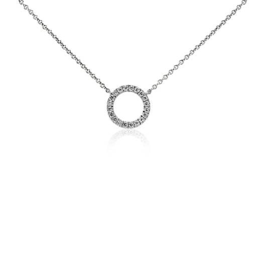 Mini Open Circle Diamond Necklace in 14k White Gold | Blue Nile