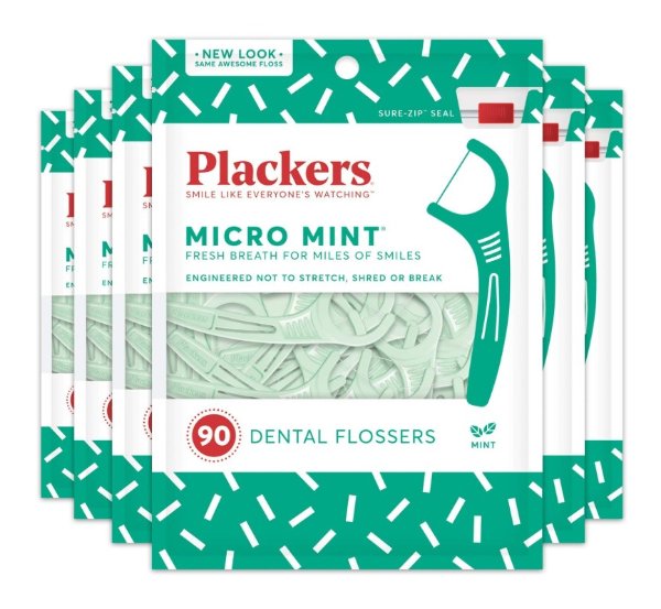 Micro Mint Dental Floss Picks, 90 Count (Pack of 6)