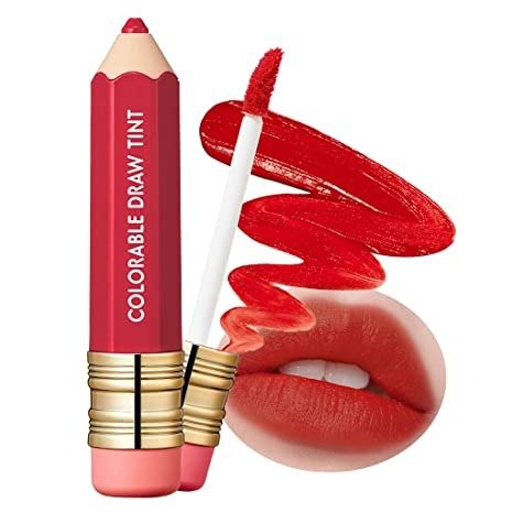 Colorable Draw Tint 3.3g 10 Colors - Cute Crayon Velvety Lip Tint Lipstick with Matte Finish, Air Light Formula with Long Lasting Intense and Vibrant Color (01 Chili Pepper)