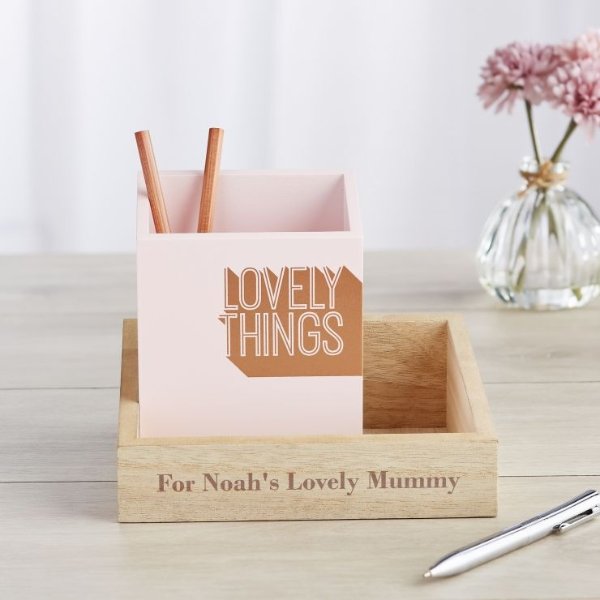 Personalized 'Lovely Things' Desk Organiser Welcome %1