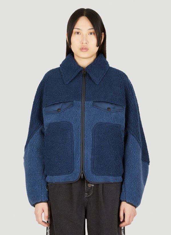 Colour Block Fleece Jacket in Bllue