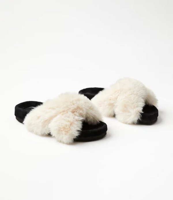 Faux Fur Indoor & Outdoor Slippers | LOFT