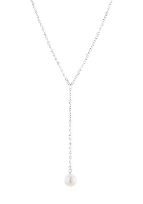 Fine Silver Plated Freshwater Pearl 2 Layer Y Necklace
