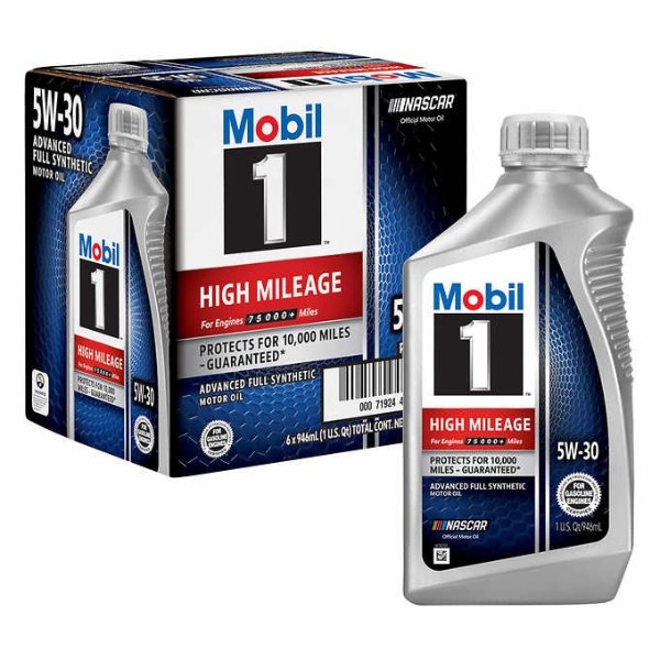 High Mileage Full Synthetic Motor Oil 5W30, 1-Quart/6-Pack