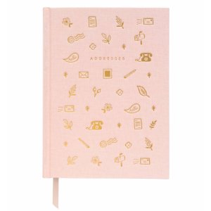 EVERYDAY KEEPSAKE ORGANIZER BLUSH ADDRESS BOOK HARD COVER WITH ILLUSTRATED END PAGES