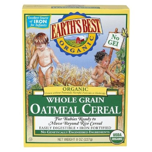 Organic Baby First Solid Food Whole Grain Oatmeal Cereal 8 oz