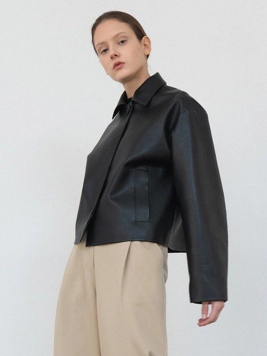 Modern Faux Leather Jacket Black