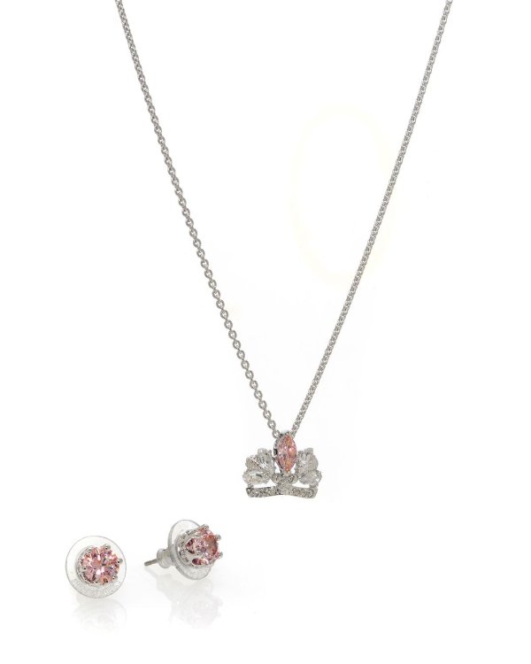 Bee A Queen Rhodium Plated Crystal Necklace & Earring Set 5510989