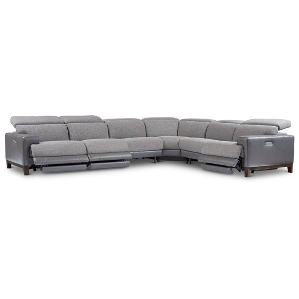Madiana 6-Pc. Fabric and Leather Sectional