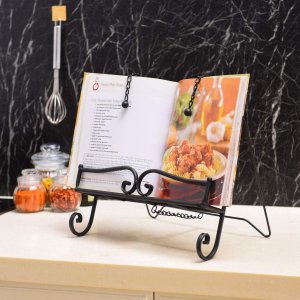 RAXSUN Woopoo Metal Recipe Holder 2 Weighted Chains to Hold Pages in Place and a Kickstand