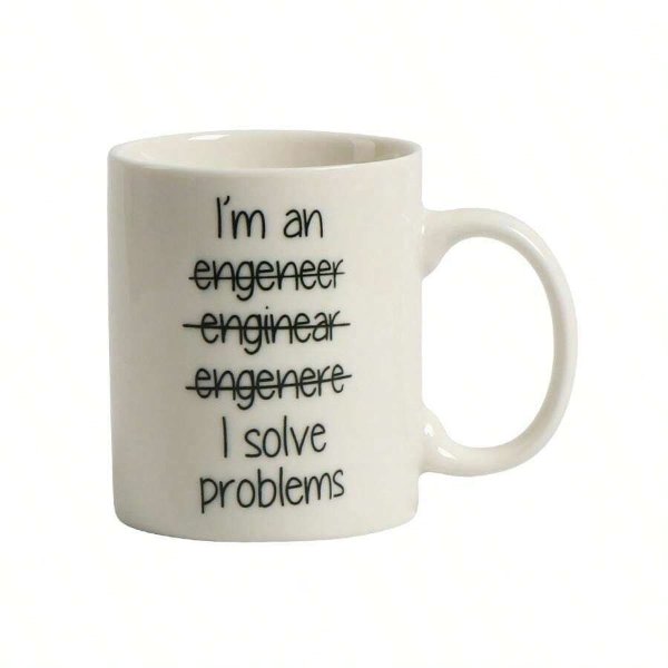 1pc 350ml Ceramic Coffee Cup With The Sentence 'i Am An Engineer Solving Problems' Printed, Garden Cup Or Office Mug