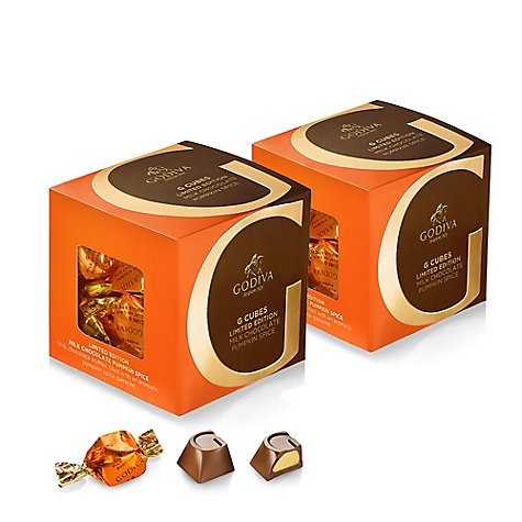 Milk Chocolate Pumpkin Spice G Cube Box, Set oif 2, 22 pcs. each | GODIVA