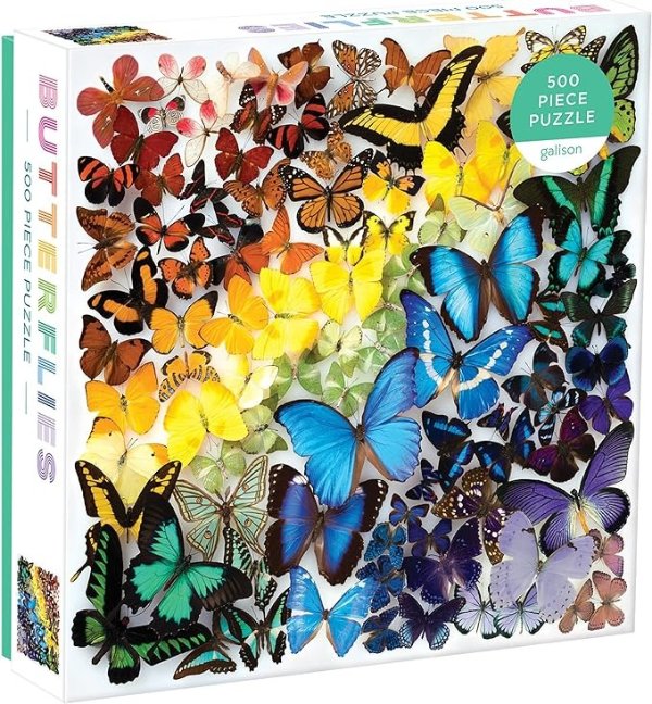Rainbow Butterflies Jigsaw Puzzle, 500 Pieces, 20”x20” – Features an Array of Butterflies in a Mesmerizing Rainbow of Color – Challenging, Perfect for Family Fun – Fun Indoor Activity