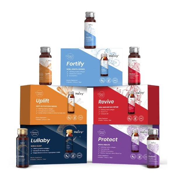 Liquid Collagen Mixed Daily Collagen Drink| Heivy （50 bottles） Revive & Protect & Fortify & Lullaby & Uplift Collagen