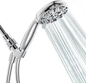 6 Functions Handheld Shower Head Set, High Pressure Shower Head High Flow Hand Held Showerhead Set with 59 Inch Hose Bracket Teflon Tape Rubber Washers
