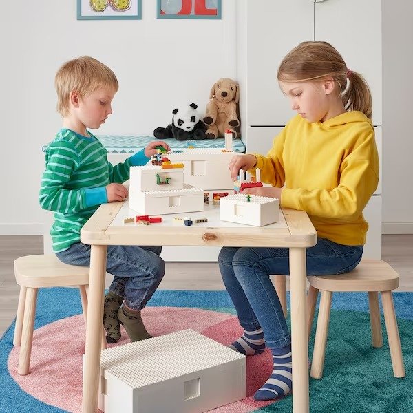 BYGGLEK LEGO® box with lid, set of 3 - white - IKEA