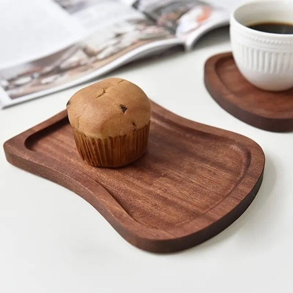 Solid Wood Round Dessert Plate