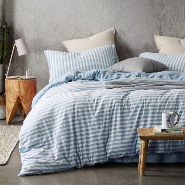 100% Cotton Striped 4-Piece Bedding Set with Duvet Cover [5-7 Days U.S. Shipping]