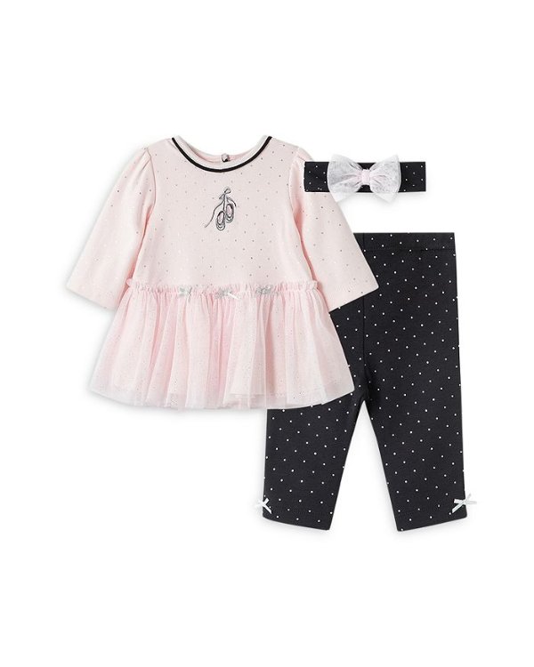 Girls' Ballet Dot Print Tunic, Leggings & Headband Set - Baby