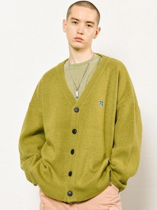 Clover Lambs Wool Blended Cardigan_Olive