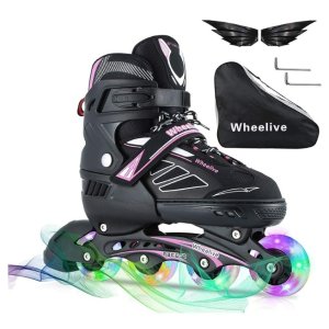 史低价：Wheelive 可调节儿童单排轮滑鞋 小号，轮子会发光