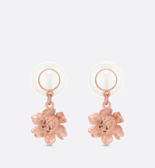 Dior Tribales Earrings Matte Pink-Finish Metal and White Resin Pearls
