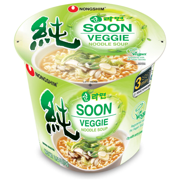 Soon Cup Noodle Soup, Veggie, 2.6 Ounce (Pack of 6)
