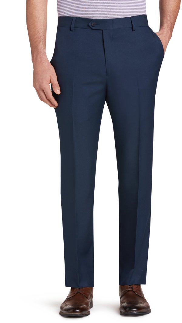 Traveler Performance Tailored Fit Flat Front Pants - Ready for Anything | Jos A Bank