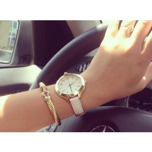 Michael Kors 'Slim Runway' Leather Strap Watch, 42mm