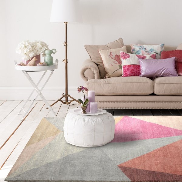 Pink Pyramid Mid-Century Geometric Area Rug - Contemporary - Area Rugs - by RugSmith