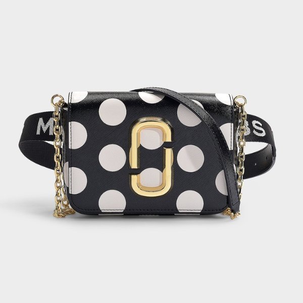 The Dot Hip Shot Bag in Black Split Cow Leather with Polyurethane Coating