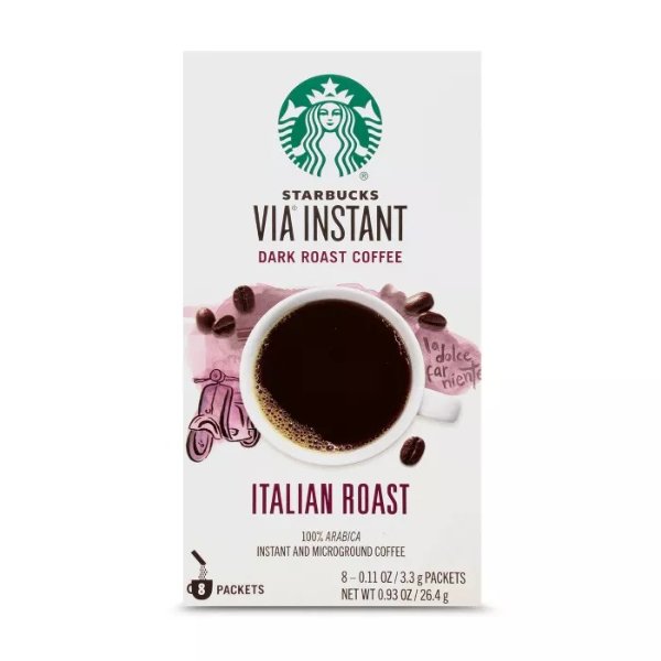 VIA Instant Italian Roast Dark Roast Coffee - 8ct