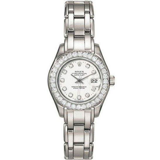 Lady-Datejust Pearlmaster White Diamond Dial 18K White Gold Automatic Ladies Watch 80299WDPM
