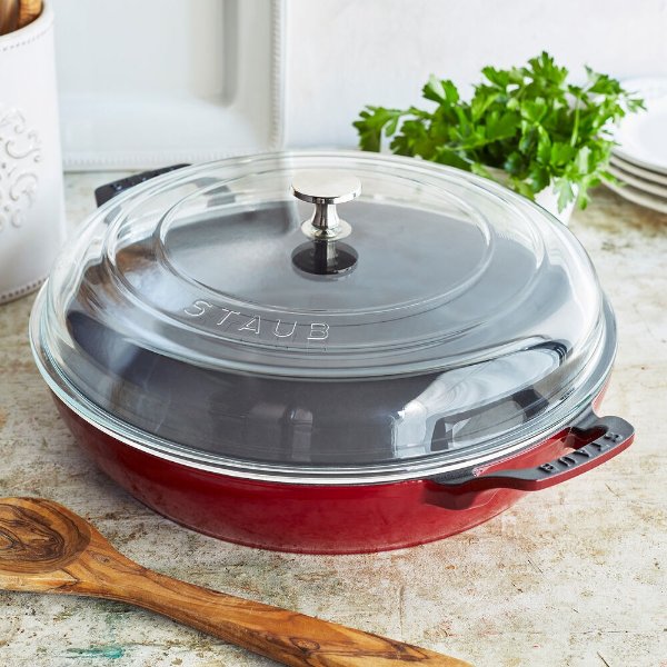 Cast Iron 3.5-qt Braiser with Glass Lid - Visual Imperfections, Grenadine