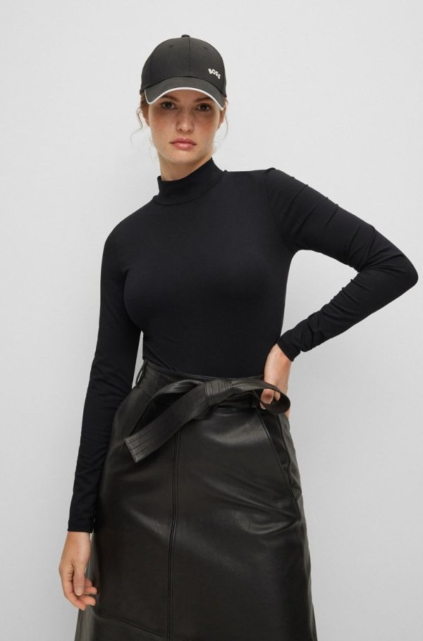 Extra-slim-fit long-sleeved top with mock neckline
