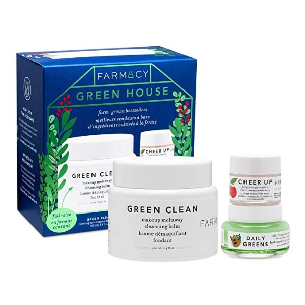 Green House Skincare Gift Set - Mini Sizes of Facial Skin Care Products - Includes Green Clean Makeup Remover and Daily Greens Moisturizer