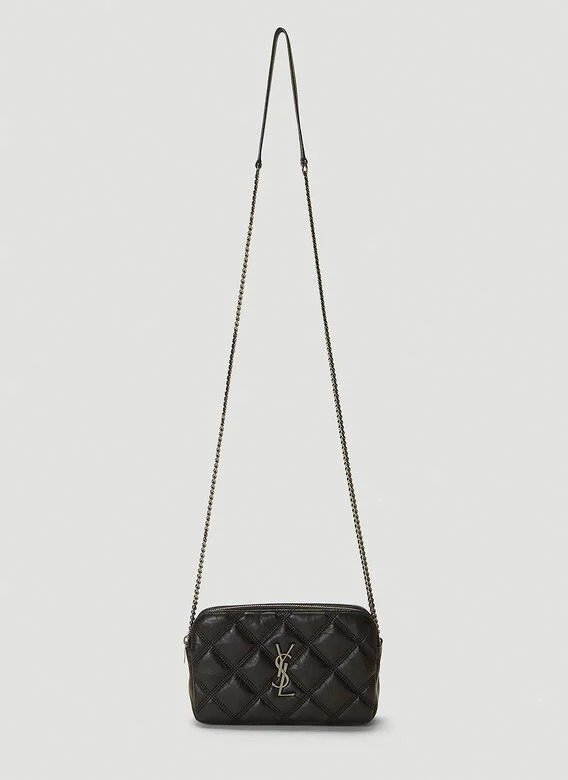 Becky Double-Zip Chain Bag in Black