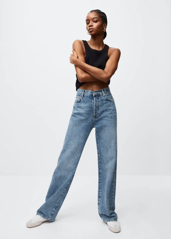 High waist straight jeans - Women | MANGO OUTLET USA