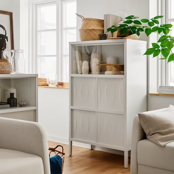 KALKNAS Cabinet with sliding doors, white, 325/8x167/8x537/8" - IKEA