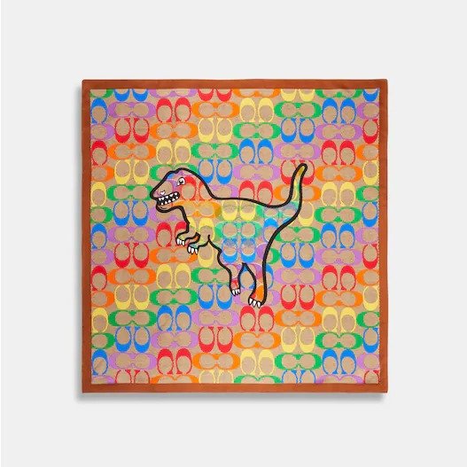Rainbow Signature Silk Square Scarf With Rexy