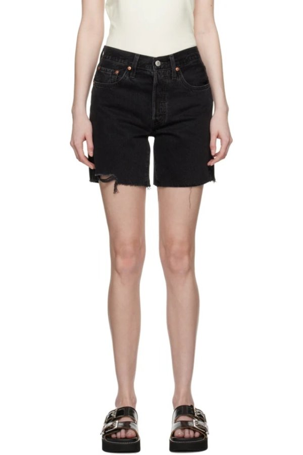 黑色 501 Mid Thigh 短裤