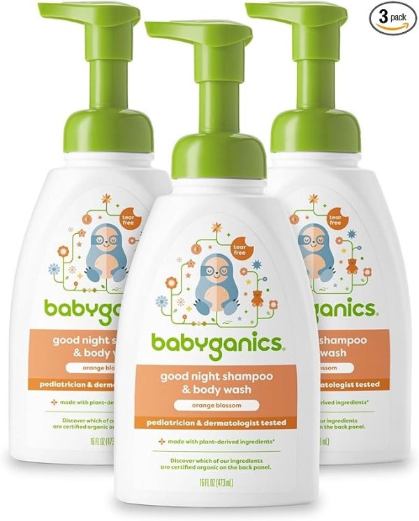 Baby Shampoo + Body Wash Pump Bottle, Orange Blossom, 16oz, 3 Pack, Packaging May Vary