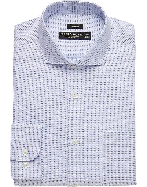 Pronto Uomo Blue Dot & Check Modern Fit Dress Shirt - Men's Shirts | Men's Wearhouse