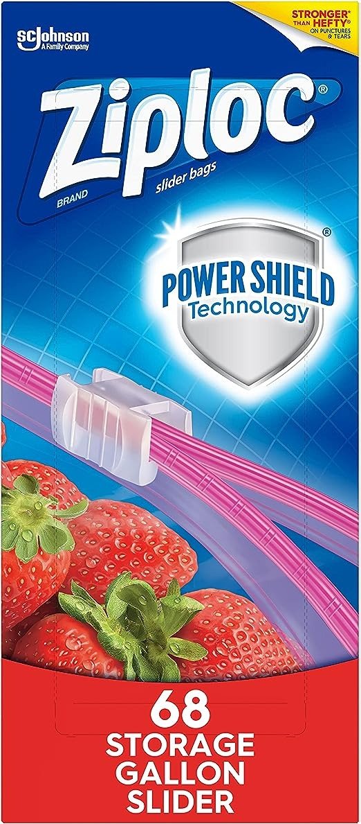Gallon Food Storage Slider Bags, Power Shield Technology for More Durability, 68 Count